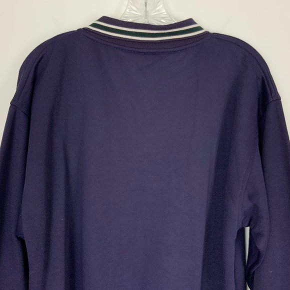 Vintage 90s Christian Dior Monsieur Quarter Button Navy Sporty Sweatshirt Sz L - Picture 9 of 16
